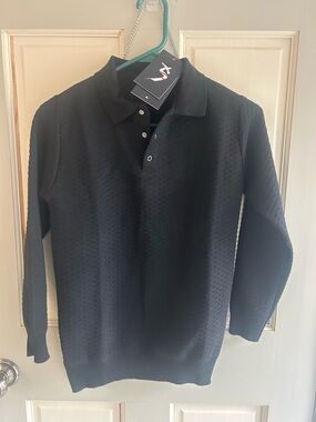 Men's Long-Sleeve Black Polo Sweater